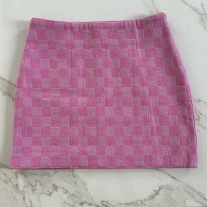 ICONE par Simons Pink checkered damier organic cotton mini skirt Size Medium M